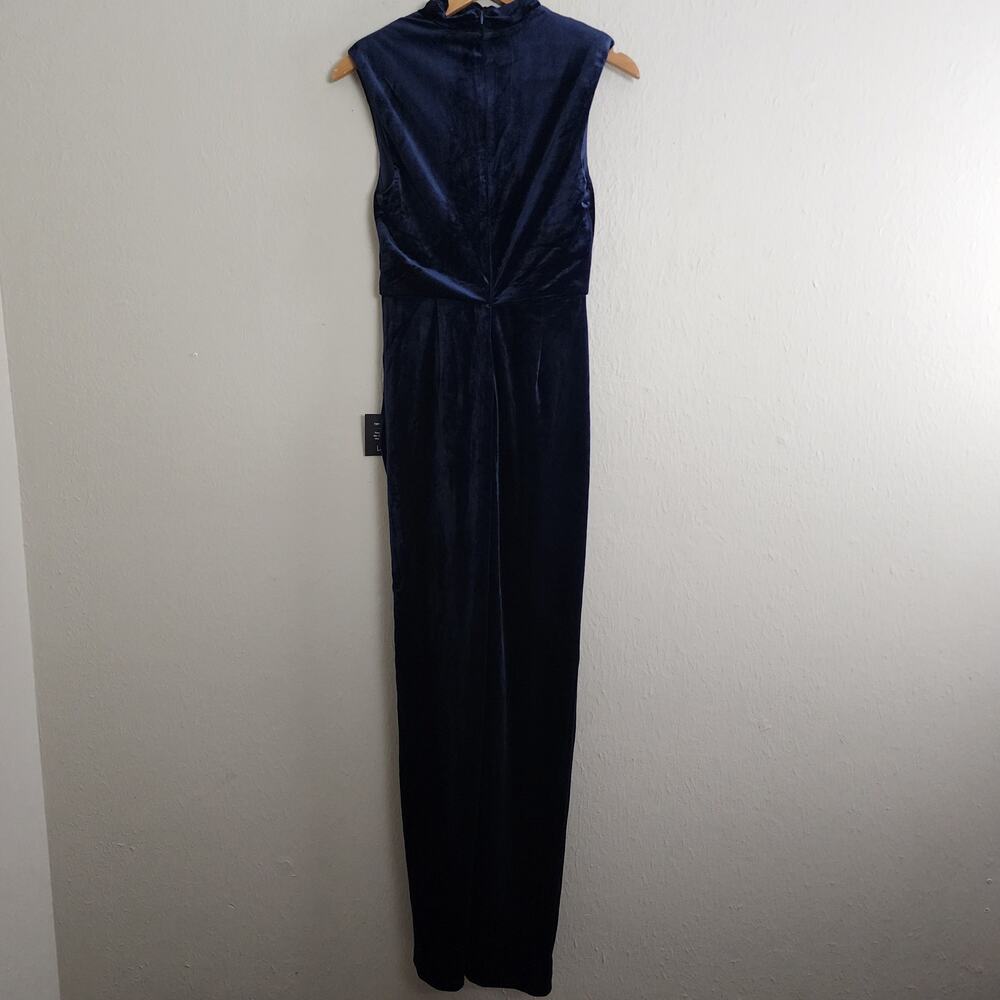 NWT Lulus Alluring Image Navy Blue Ruched Velvet Mock Neck Maxi Dress S - Picture 11 of 15